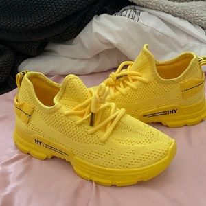 yellow tennis shoes 🌞🌞